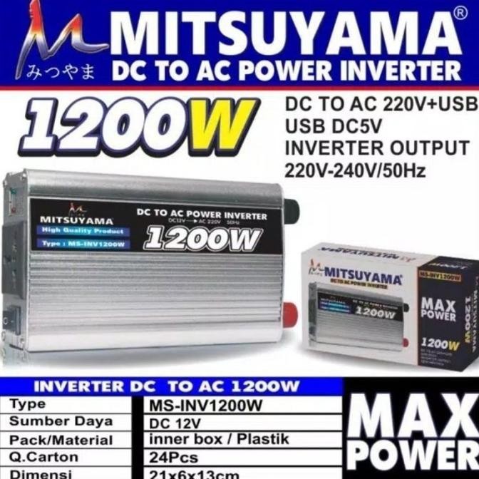 POWER INVERTER 1200 WATT MITSUYAMA DC TO AC MS INV 1200W ORIGINAL