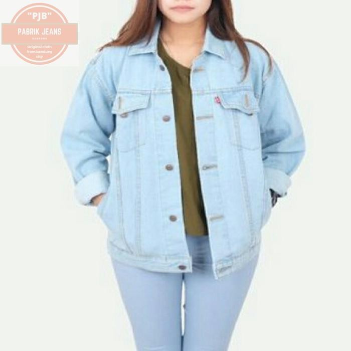 Jaket Jeans Wanita Bioblitz Denim Oversize M-Xxxl Baju Cewek Biru Telor Asin Tangan Panjang Pabrik