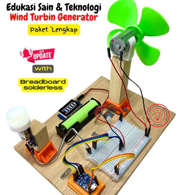 KIT DIY MERAKIT MINI WIND TURBINE GENERATOR / PEMBANGKIT LISTRIK TENAGA BAYU MINI / KINCIR ANGIN UNT