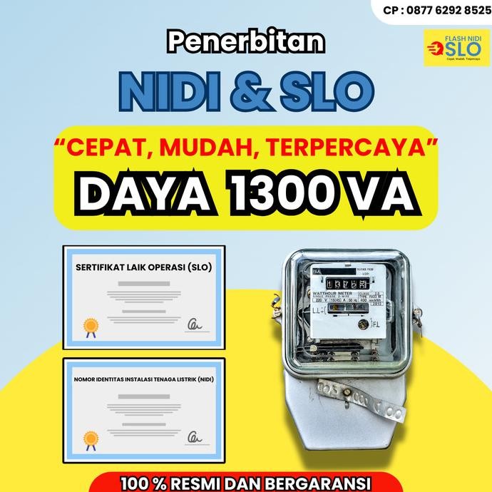 SLO NIDI DAYA 1300 SATU PAKET UNTUK DAFTAR KWH METERAN LISTRIK PLN