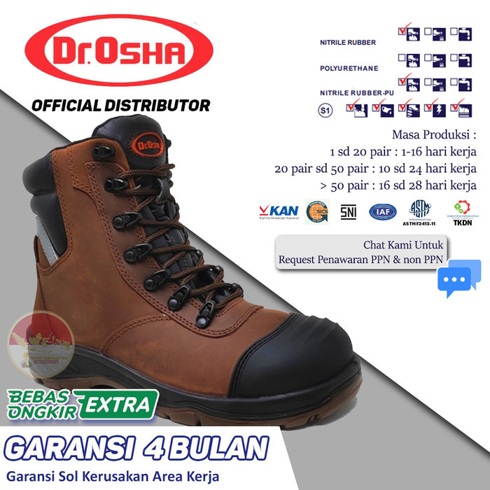 Safety Shoes Dr.Osha Terra Ankle Boot / Sepatu Safety Dr Osha Terra Ankle Boot 9230 Brown S1 Comp To