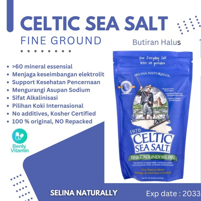 

CELTIC SEA SALT FINE GROUND , VITAL MINERAL BLEND 454GR GARAM LAUT MASAKAN SEHAT BAHAN NATURAL KAYA