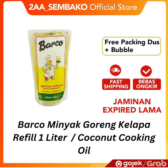 

BARCO MINYAK GORENG KELAPA HALAL REFILL 1 LITER / COCONUT COOKING OIL - 1PCS+BUBBLE KODE 84