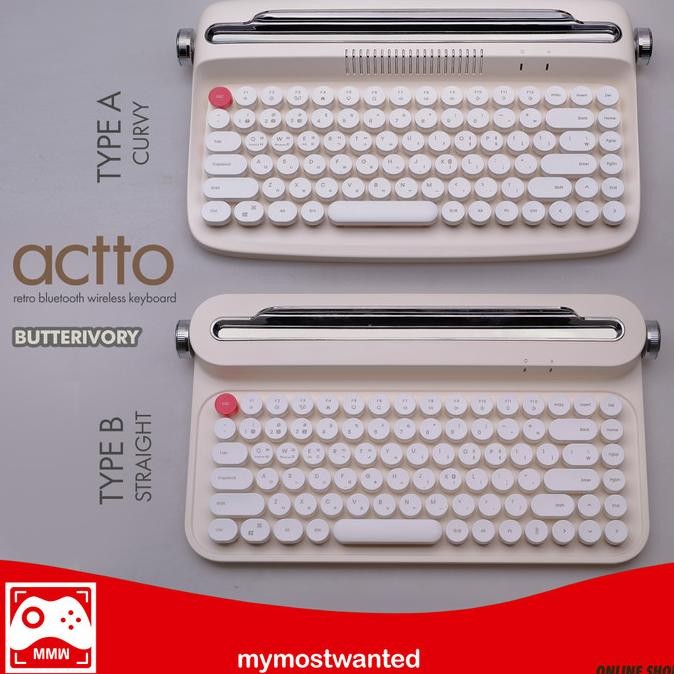 ACTTO KEYBOARD BLUETOOTH WIRELESS KEYBOARD RETRO TYPEWRITER IVORY