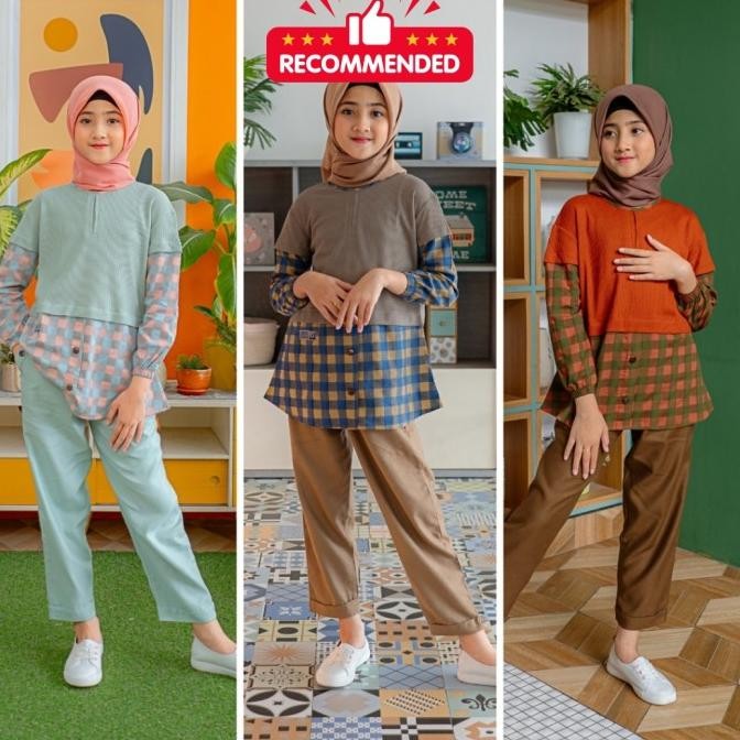 Baju Setelan Muslim Anak Perempuan 5 Sampai 12Tahun Remaja Set Sabina