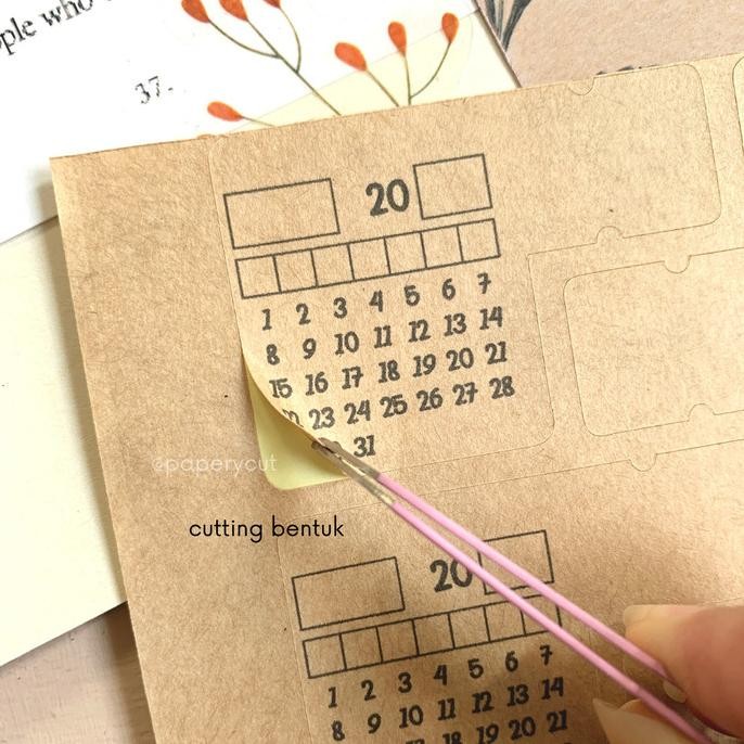 

monggo] Sticker Kraft Kalender Bookmark Sekat Pembatas Buku Journal Notebook
