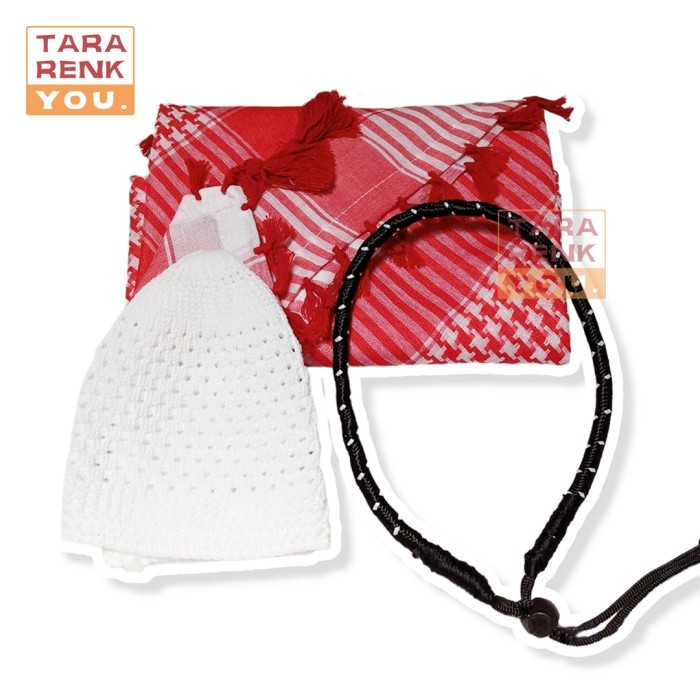 Sorban Igal Sorban Anak - Ikat Sorban Anak - Igal Anak - Igal Bayi - TRKY - Merah arab panjang motif