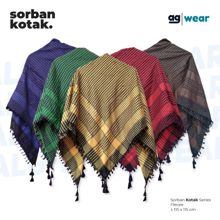 Sorban SORBAN Arab Rumbai Kuncir | Oleh-oleh Haji |Sorban kotak-kotak |Sorban - Random motif halus a