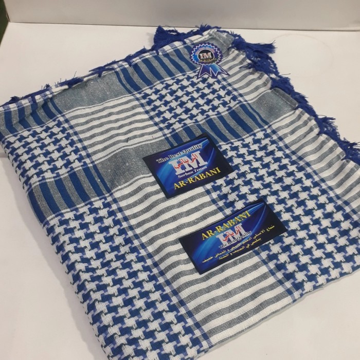 Sorban sorban segi empat/syal sorban - Biru arab panjang motif