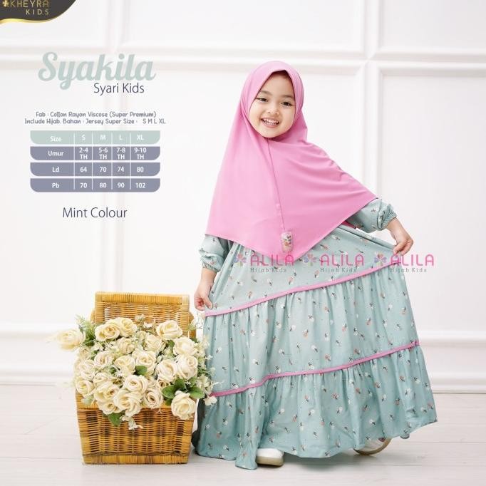 setelan syari anak nabila gamis set jilbab premium ori alila
