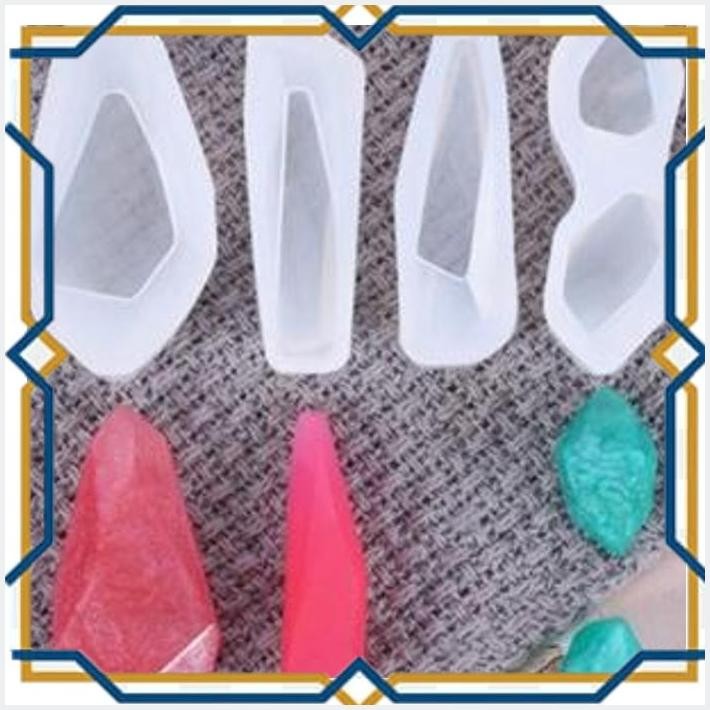 

[SUR] SET CETAKAN SILIKON BATU KRISTAL 4PCS EPOXY RESIN MOLD 3D LENTUR