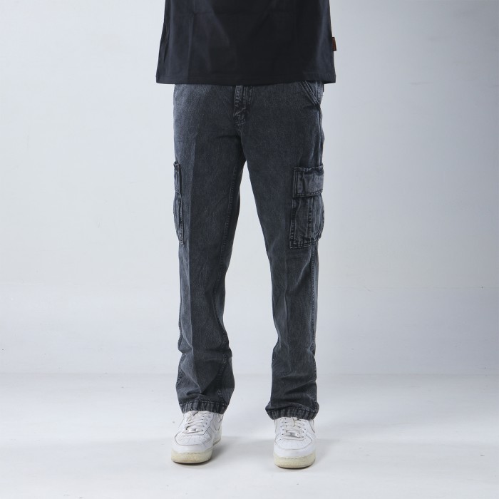 Superego Celana Cargo Pants Pria Jeans Standard Denim Snow Black
