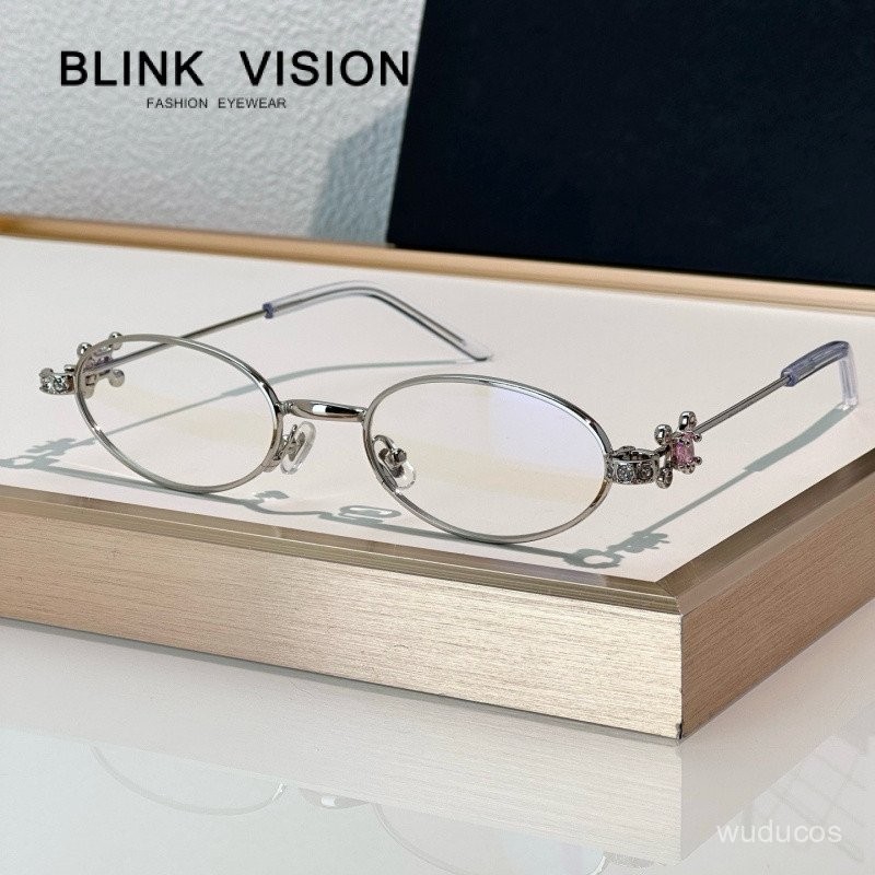 Blackpink G M Gaya Korea Jennie Co-Branded Perhiasan Berlian Oval Bingkai Kacamata Hitam Wanita Nich