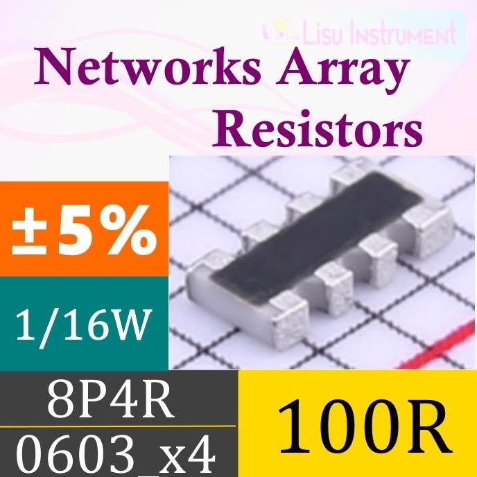 (20) Network Resistor Array 100R 100 Ohm 5% 101 SMD SMT 0603_x4 lisu992