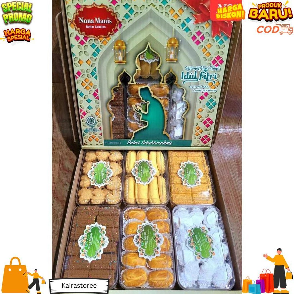 

Apazada - Kue Kering Lebaran Nona Manis Silahturahmi Halal / Hampers Kue Lebaran Paket 6 Toples Murah Enak Terbaru D Sale