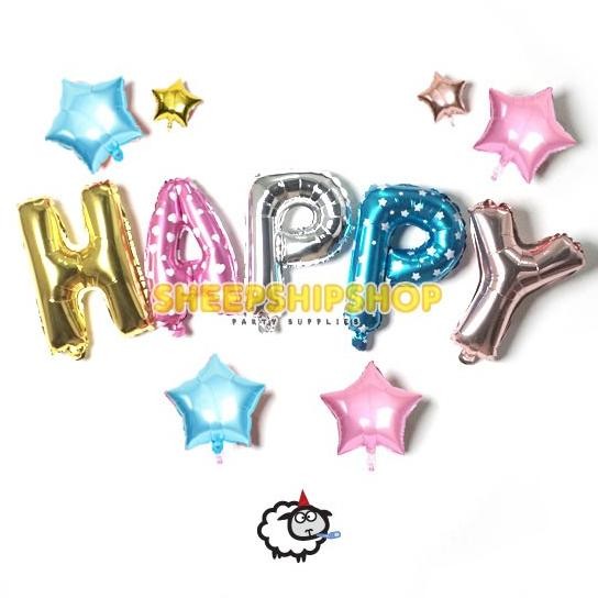 ~~~] (ECERAN) BALON HURUF ANGKA Foil 40cm Emas Silver Pink Biru Dekorasi