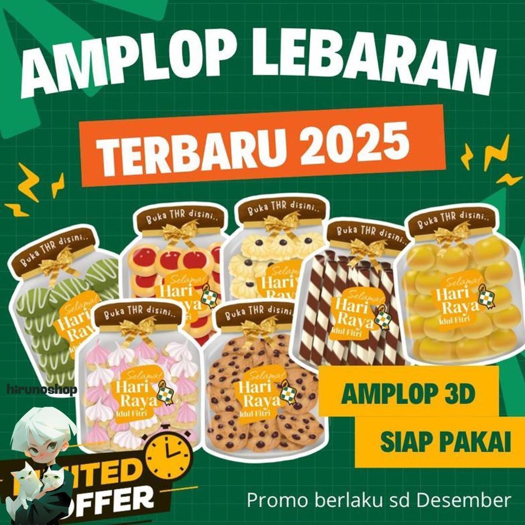 

(Readdy) 10Pcs Amplop Lebaran Toples Snack 3D/Amplop Lebaran Terbaru 2024 Cod