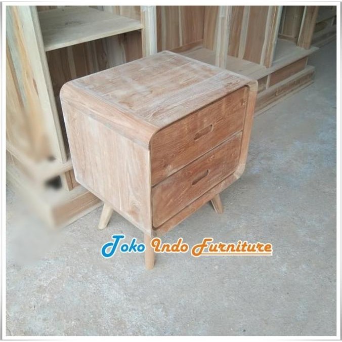 nakas kayu jati 2 laci, meja kecil 2 laci kayu jati, bufet kecil laci