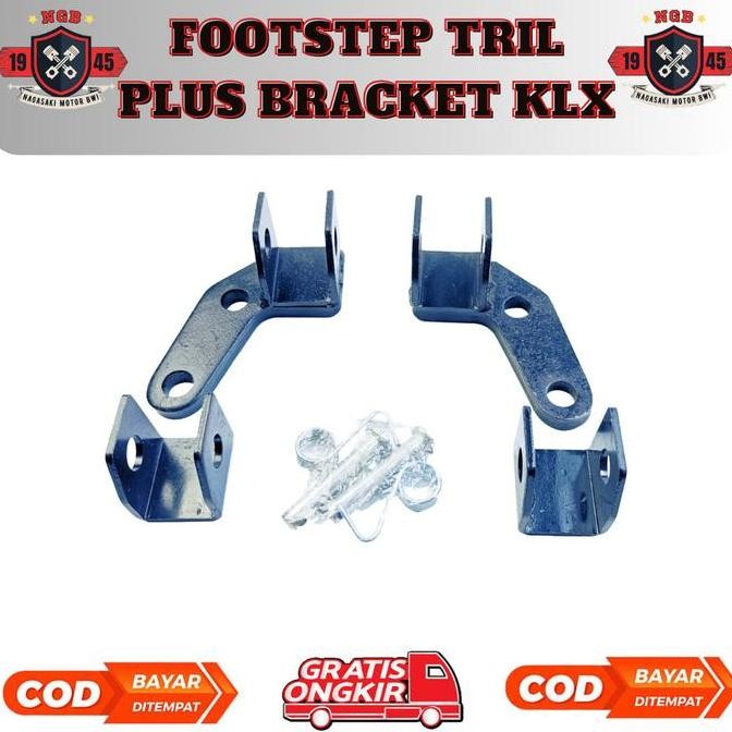 Footstep Tril Plus Bracket Klx - Foot Step Motor Trel Kawasaki Klx Plus Bracket Original Variasi Mot
