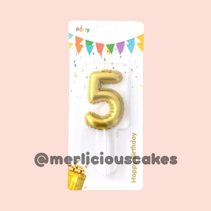 :0:0:0] Gold Baloon Candle Angka 5 Lilin Balon Emas Lilin Ulang Tahun
