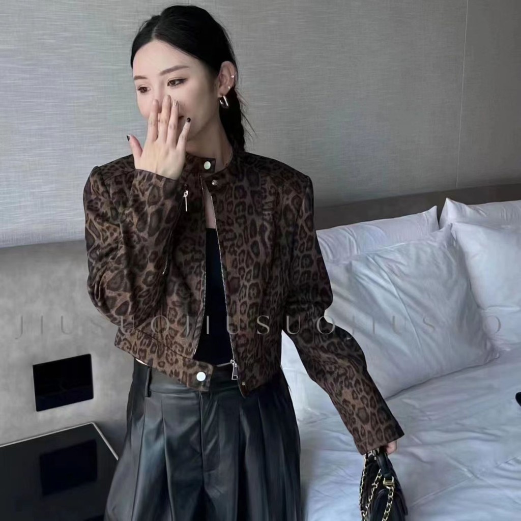 Jaket Cetak Macan Tutul Fashion Baru untuk Wanita
