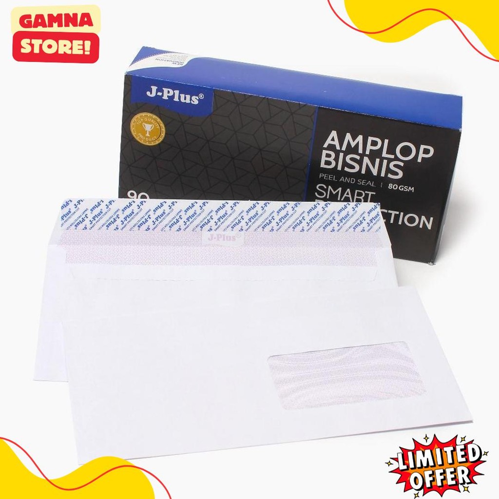 

J-Plus - Amplop Putih Jendela Kanan / Amplop Window No.90 Biru - Pack Diskon Setengah Harga