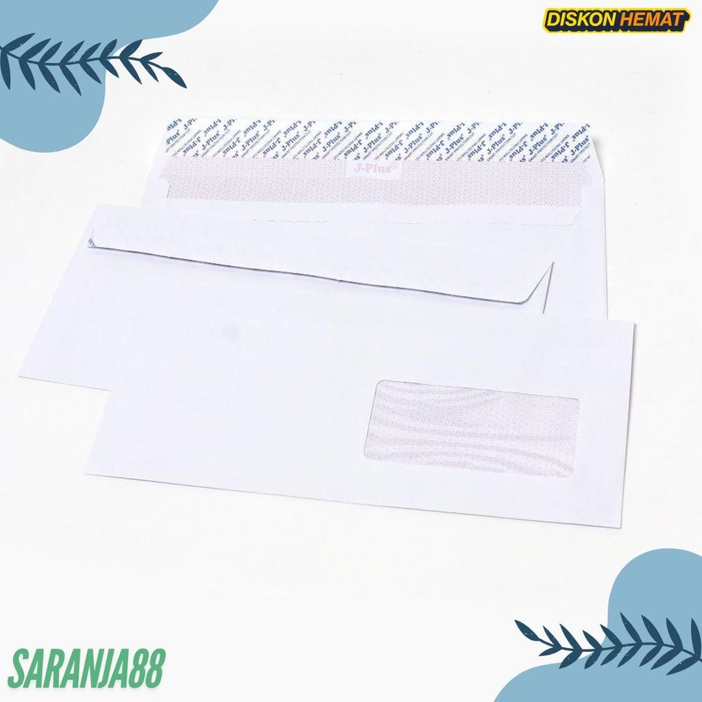

J-Plus - Amplop Putih Jendela Kanan / Amplop Window No.90 Biru - Pack Diskon Setengah Harga