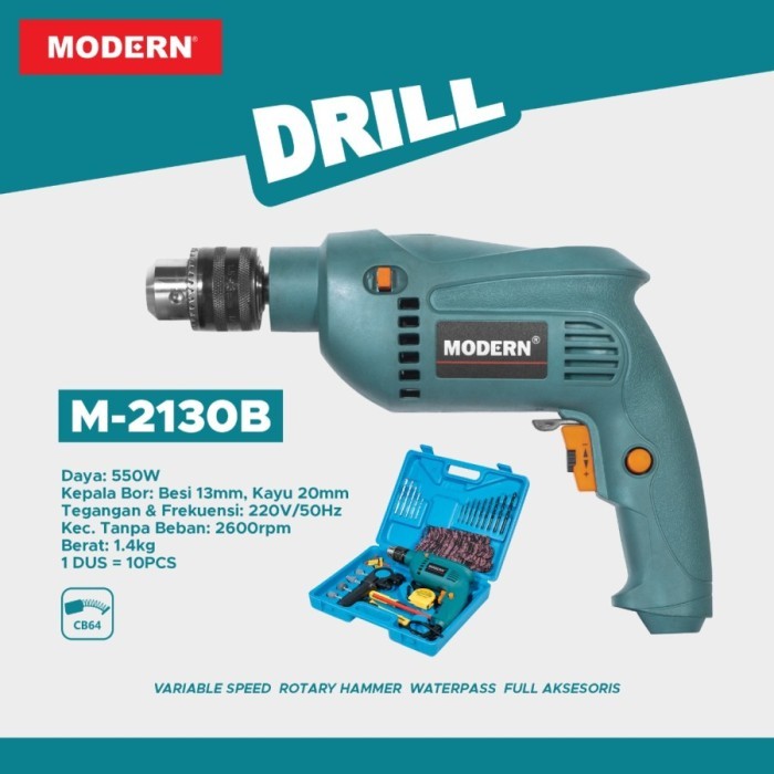 Promo Paket Mesin Bor Listrik Modern M-2130 / Mesin Bor Tangan M2130