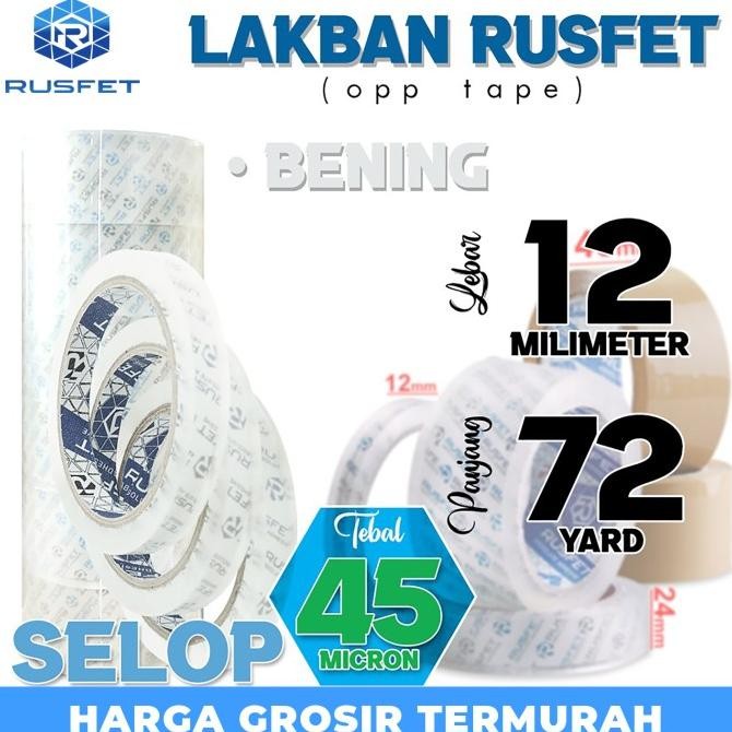 

Lakban isolasi Solatip 12mm x 72yard OPP Tape RUSFET Plakban / SELOP