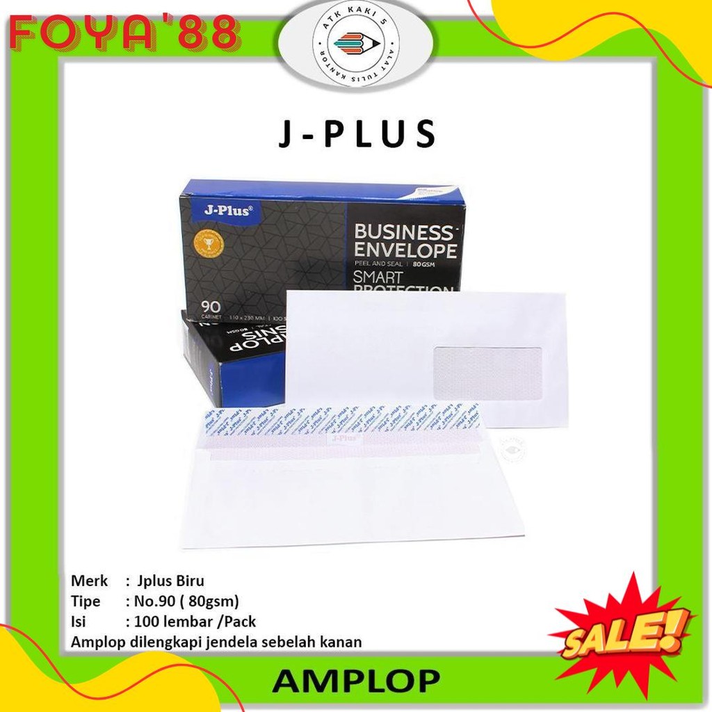 

J-Plus - Amplop Putih Jendela Kanan / Amplop Window No.90 Biru - Pack Terlaris! Produk Ini Banyak Dicari