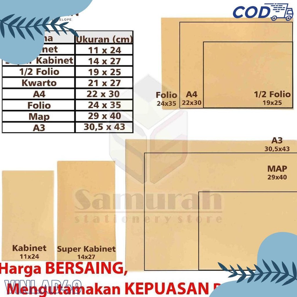 

Amplop Kertas Coklat Garan Ukuran A4 22 X 30 Cm / Amplop Dokumen 22X30 1 Pak Isi 100 Lembar Tebal 70 Gsm - Gram Flash Sale! Diskon Hingga 70%
