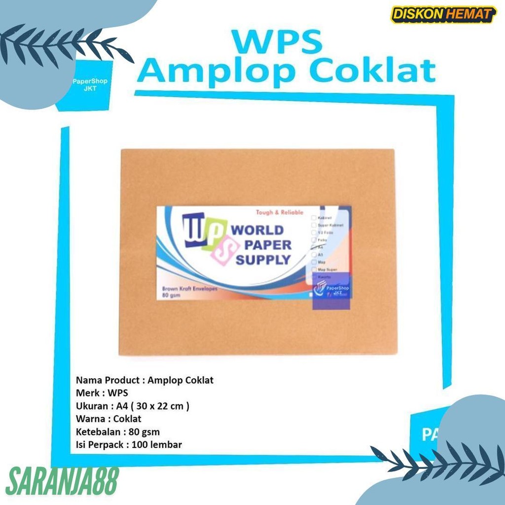 

Wps - Amplop Coklat Ukuran A4 ( 30 X 22 Cm ) - Pack Flash Sale! Diskon Hingga 70%