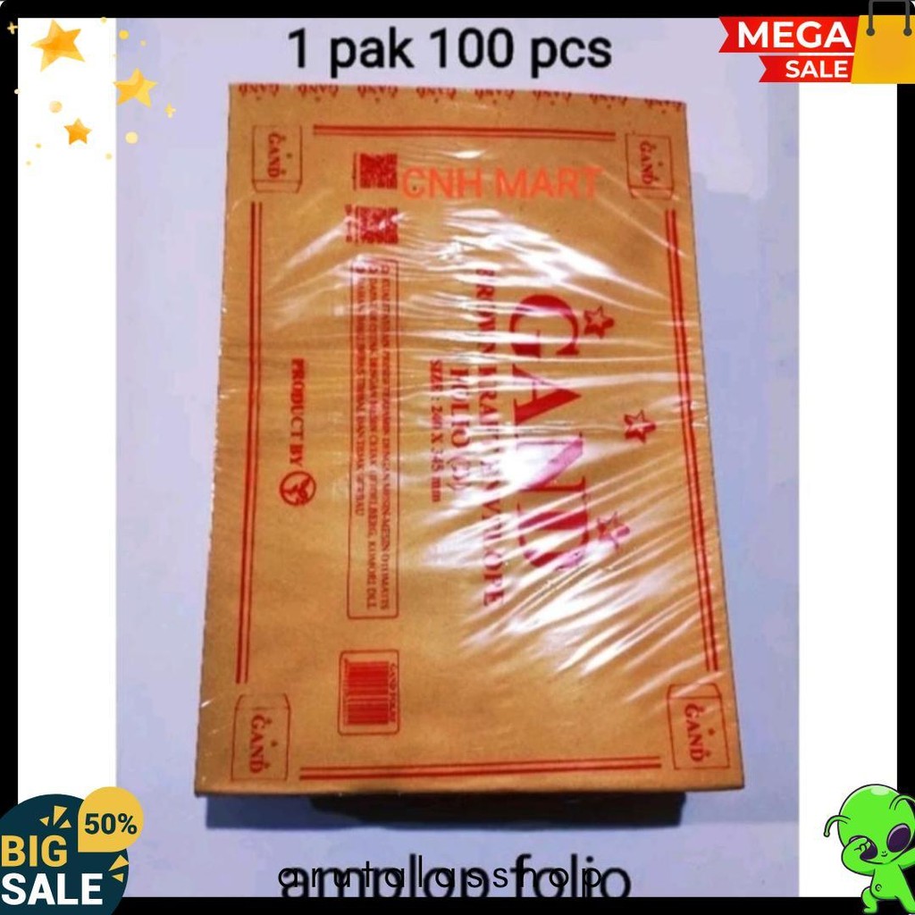 

Amplop Coklat Folio F4 24 Cm X 34.5 Cm Isi 100 Lembar Terlengkap Dan Termurah