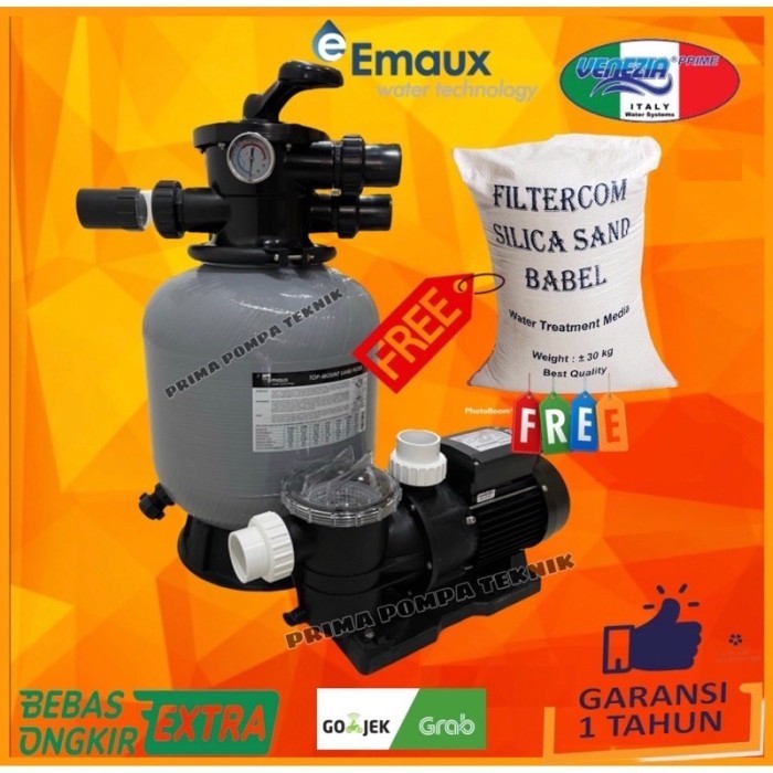Pompa Air Kolam Renang 1 hp Paket pompa Kolam Renang + sand Emaux V350