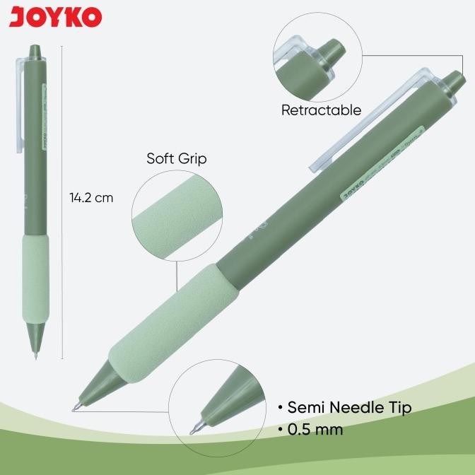 

Gel Pen Pulpen Pena Joyko GP-414 Green tea Day 0.5 mm
