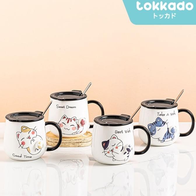 TOKKADO Neru Gelas Mug Cangkir Minum Karakter Kucing Cat Unik Lucu