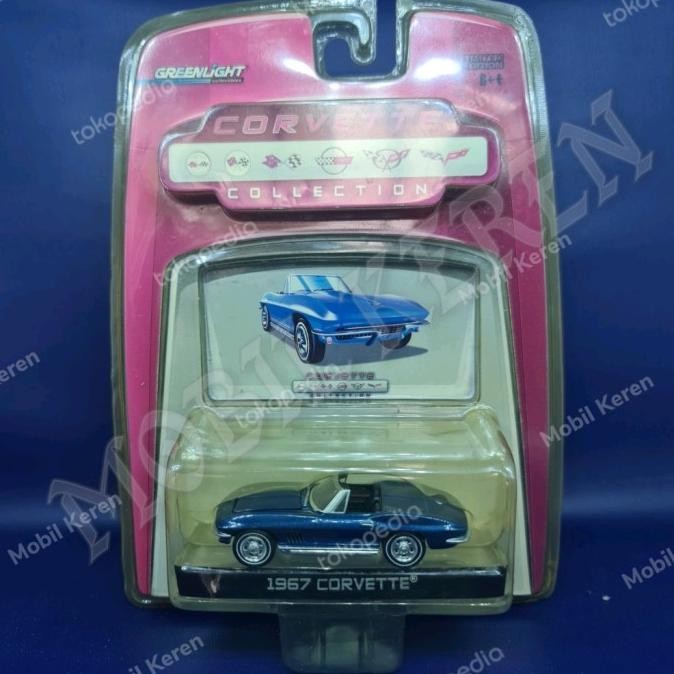 Diecast Greenlight Corvette Collection 1967 Corvette Blue Ban Karet