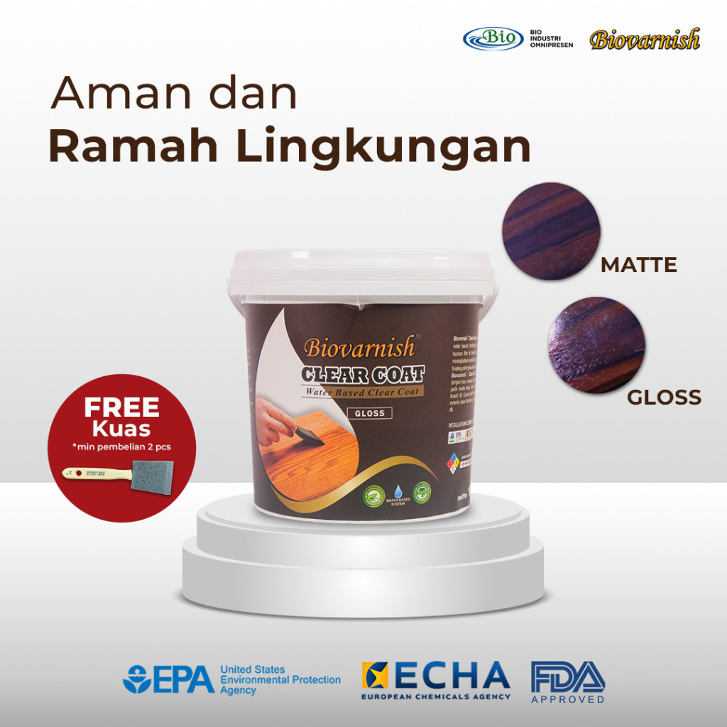 Top Coating Cat Kayu Gloss dan Matte - Bio Varnish Clear Coat