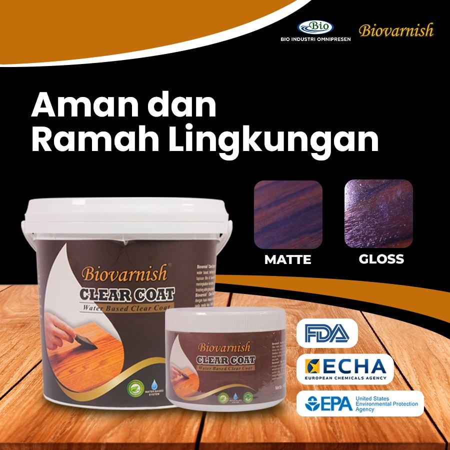 Pernis Kayu Kecil Cepat Kering Waterbased - Biovarnish Clear Top Coat Cup 400gr