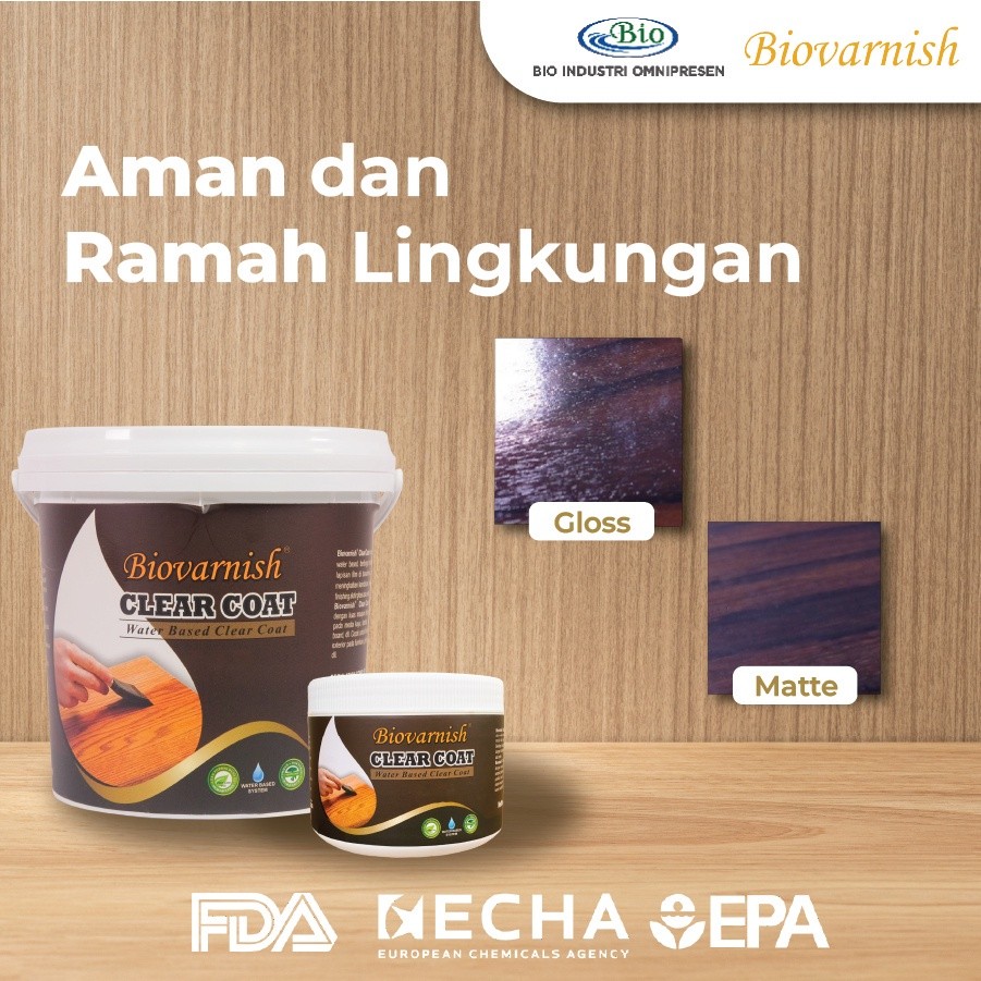Top Coating Cat Pernis Kayu Kecil Water Based - Biovarnish Clear Coat 400gr