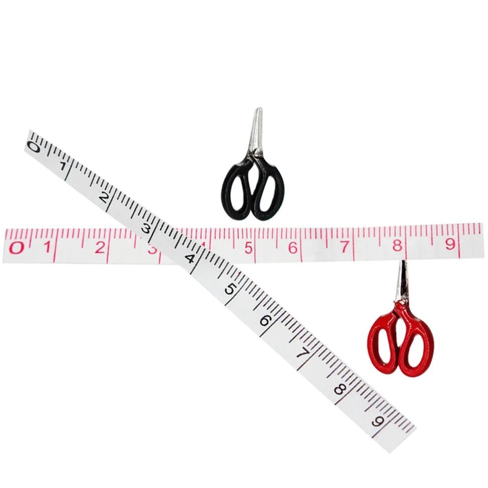 

Measuring Ruler Scissors Model Decoration Mini Dolls House Sewing Accessories Supply Landscaping Miniature Toy Alloy Work