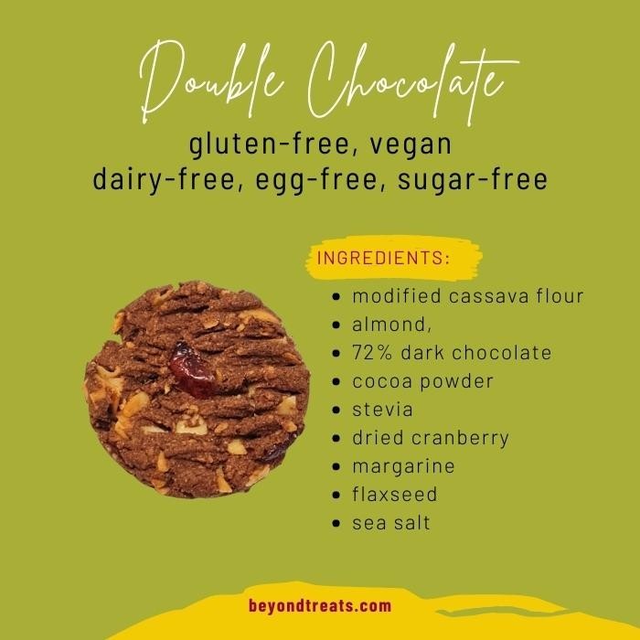 

DOUBLE CHOCOLATE COOKIES, GLUTEN-FREE SUGAR-FREE VEGAN