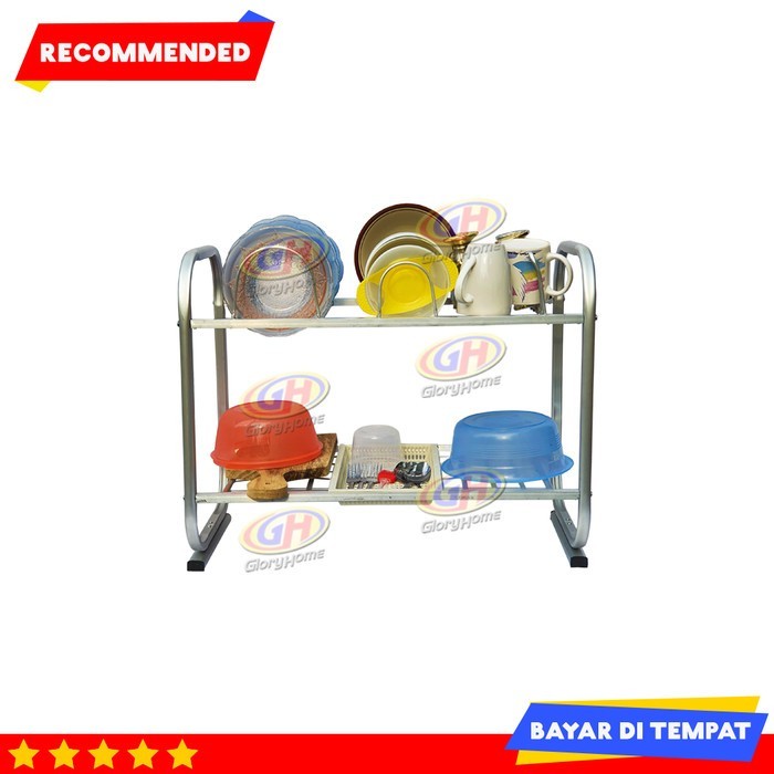 Glory Home Rak Tirisan Pengering Piring Aluminium 2 Susun Kuat