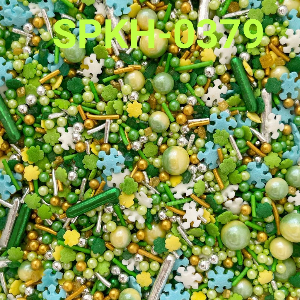 

SPKH-0379 Sprinkles sprinkle springkel 500gr hijau snowflakes frozen (sprinkles)