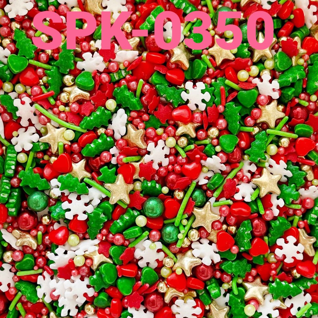 

SPK-0350 Sprinkles sprinkle springkel 1kg gold merah hijau pohon (sprinkles)