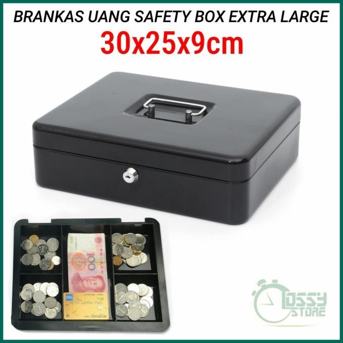 Murah Brankas Mini Cash Box Safety Brangkas Uang Kotak Key Lock 30X25X9Cm