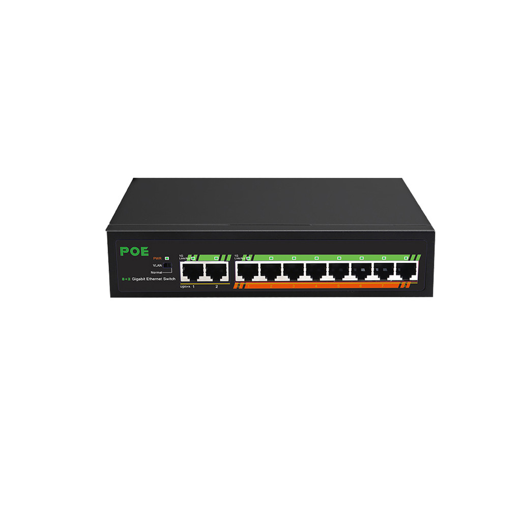 NEW Gigabit Switch 8 Port 10/100/1000Mbps POE Switch 2 Port 1000Mbps Uplink Ethernet Switch 52V 120W