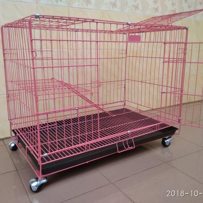 Kandang kucing lipat tingkat dengan RODA ukuran 75