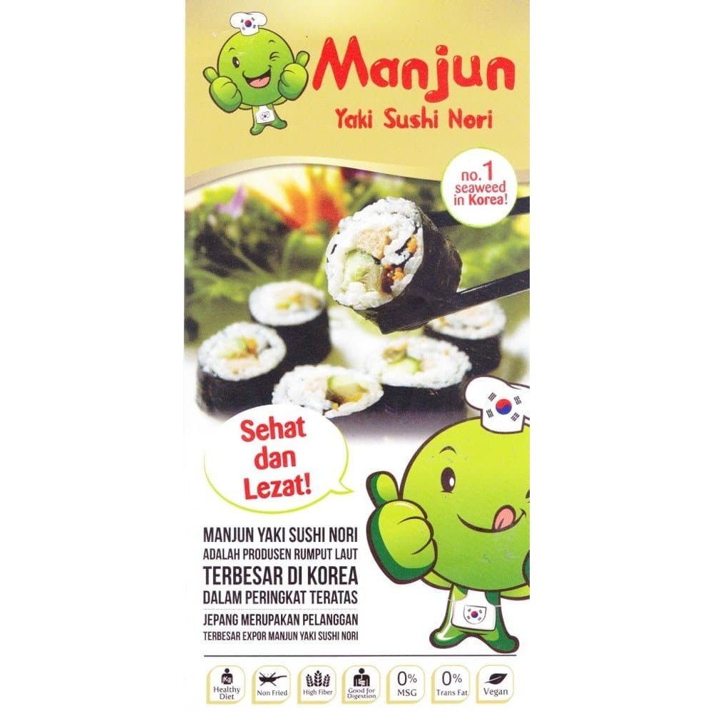 

Ina - Manjun Yaki Sushi Nori Seaweed Vegan & Vegetarian Isi 50 Lembar