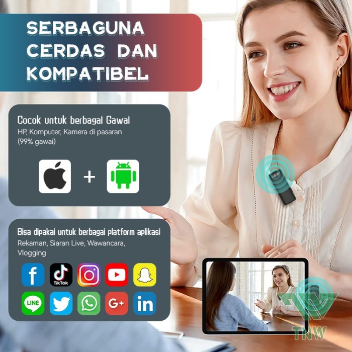Tnw-A8 Mikrofon Lavalier Wireless Microphone Lapel Mini Mic